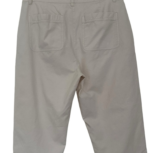 EILEEN FISHER OFF WHITE COTTON CANVAS CROPPED PANT SIZE 12 - Picture 4 of 11